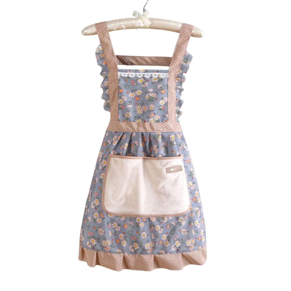 Kitchen Apron Cotton Waterproof & Oil-Resistant Pockets Adjustable Strap