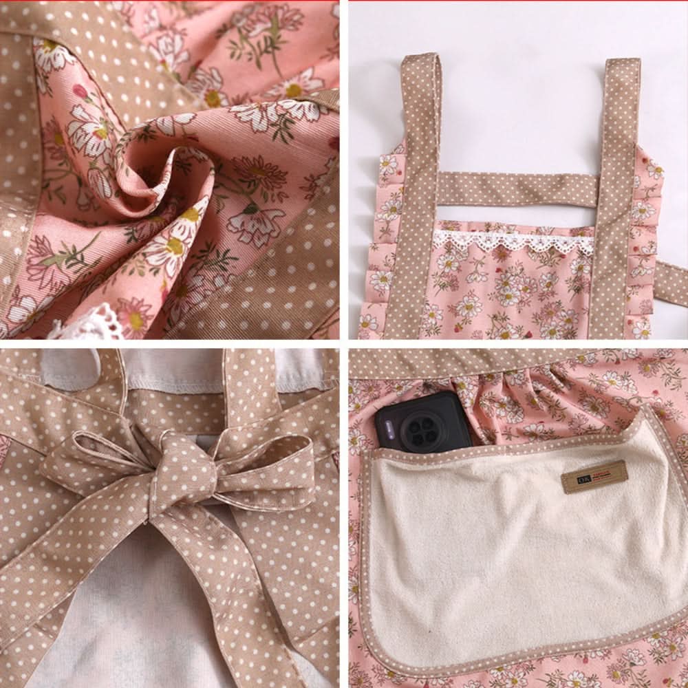 Kitchen Apron Cotton Waterproof & Oil-Resistant Pockets Adjustable Strap