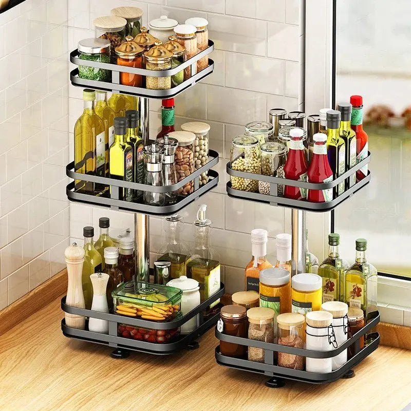 Kitchen Cabinet Organizer Rotating Metal Space-Saving