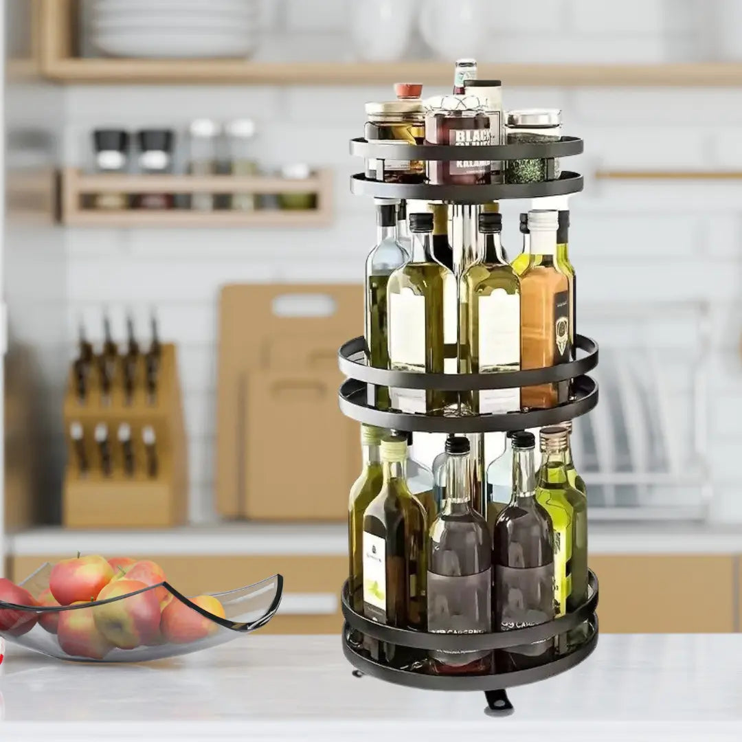 Kitchen Cabinet Organizer Rotating Metal Space-Saving