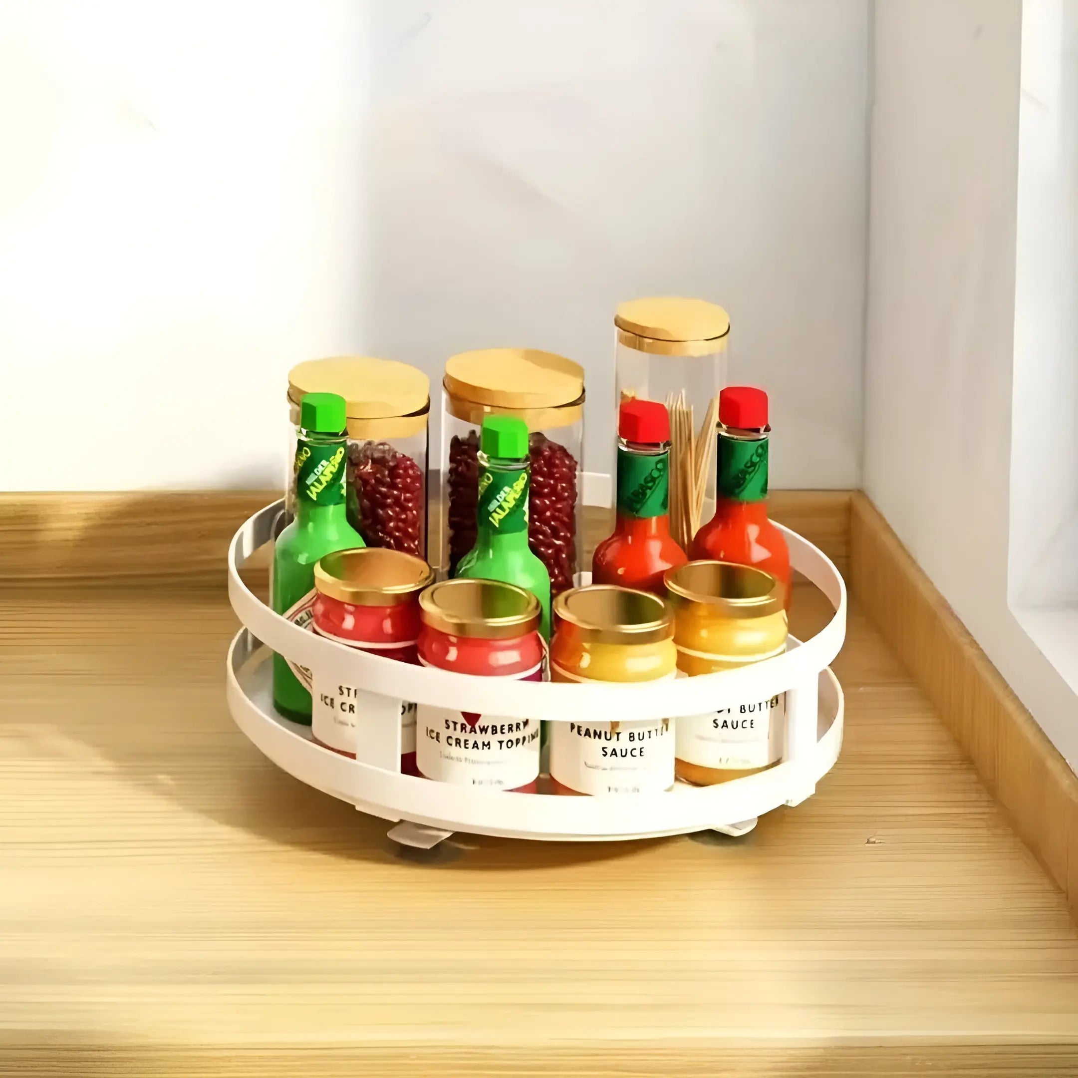 Kitchen Cabinet Organizer Rotating Metal Space-Saving