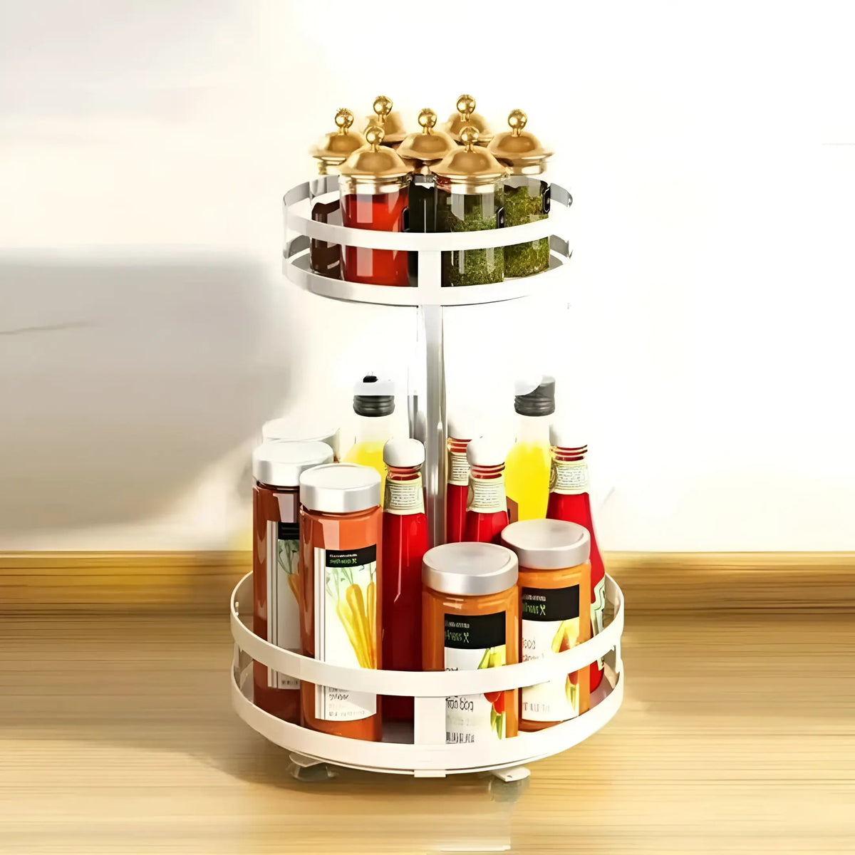 Kitchen Cabinet Organizer Rotating Metal Space-Saving
