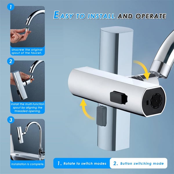 Kitchen Faucet 3-Mode Spray & 360° Swivel 304 Stainless Steel