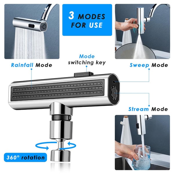 Kitchen Faucet 3-Mode Spray & 360° Swivel 304 Stainless Steel