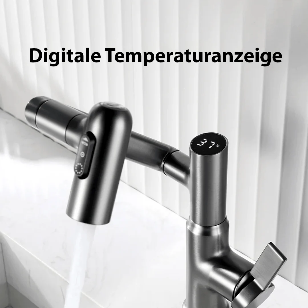 Kitchen Faucet 360° Swivel Height Adjustable & Temperature Display