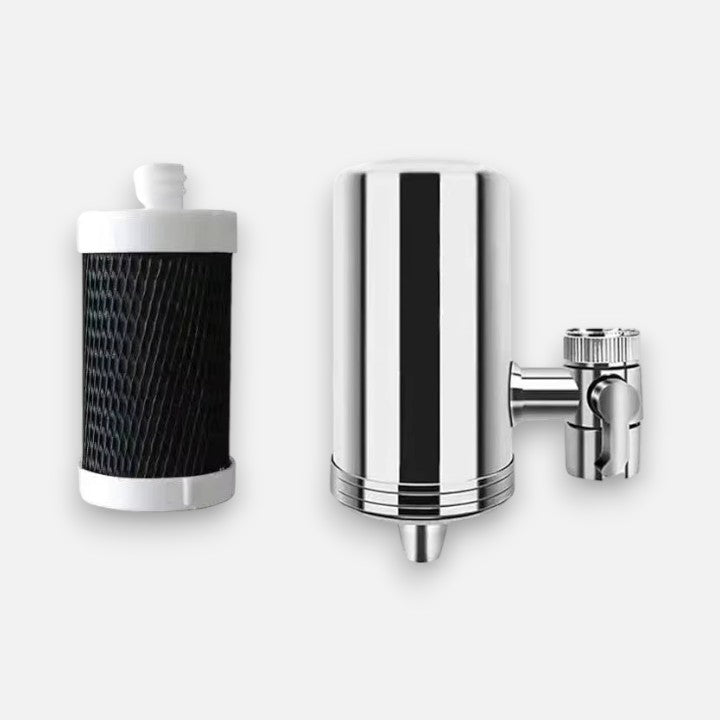 Kitchen Faucet Filter Stainless Steel Tool-Free Replaceable Cartridge