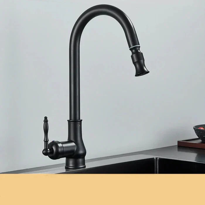 Kitchen Faucet Pull-Out Swivel Single-Lever Antique Brass