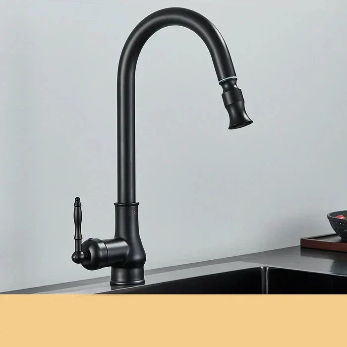 Kitchen Faucet Swivel Gooseneck Pull-Out Single-Lever Antique Brass