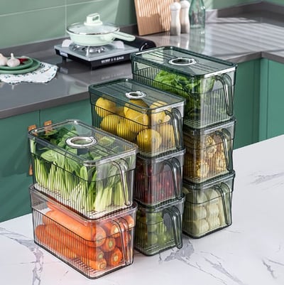 Kitchen Food Storage Container Stackable Clear Window BPA-Free