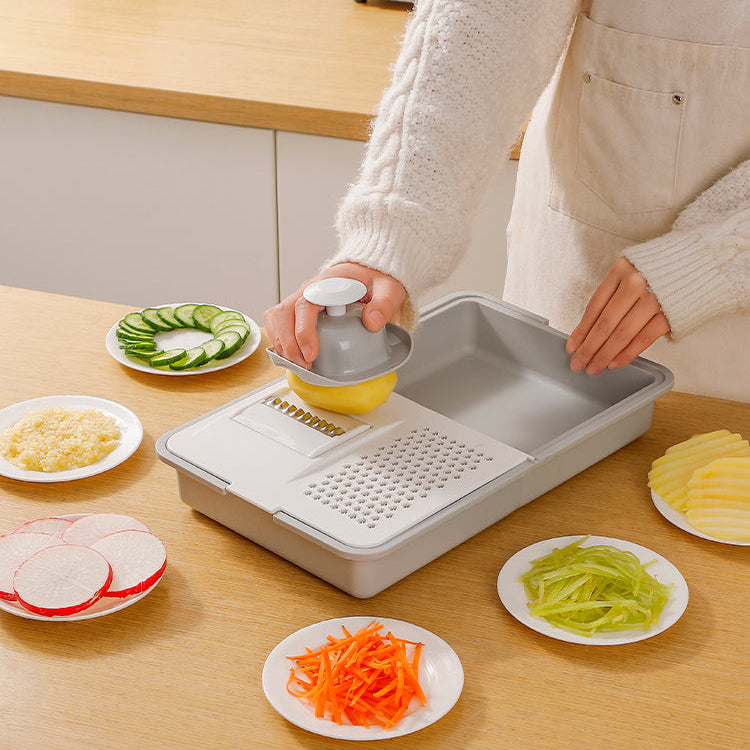 Kitchen Grater 5-in-1 Stainless Steel Blades & Integrated Container