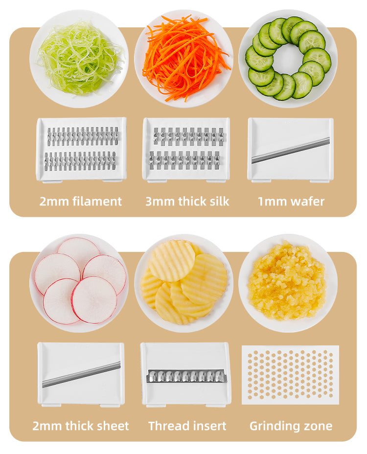 Kitchen Grater 5-in-1 Stainless Steel Blades & Integrated Container
