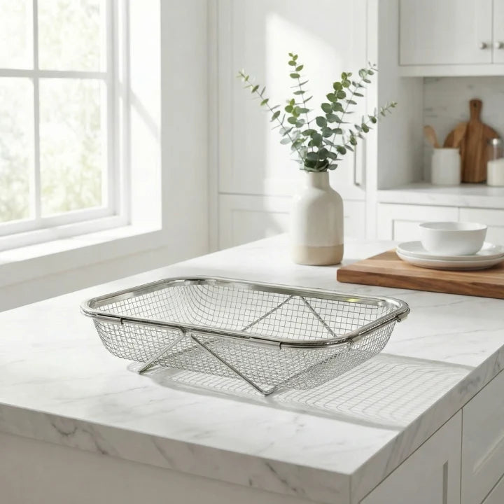 Kitchen Sink Basket Stainless Steel Fine Mesh Adjustable Width