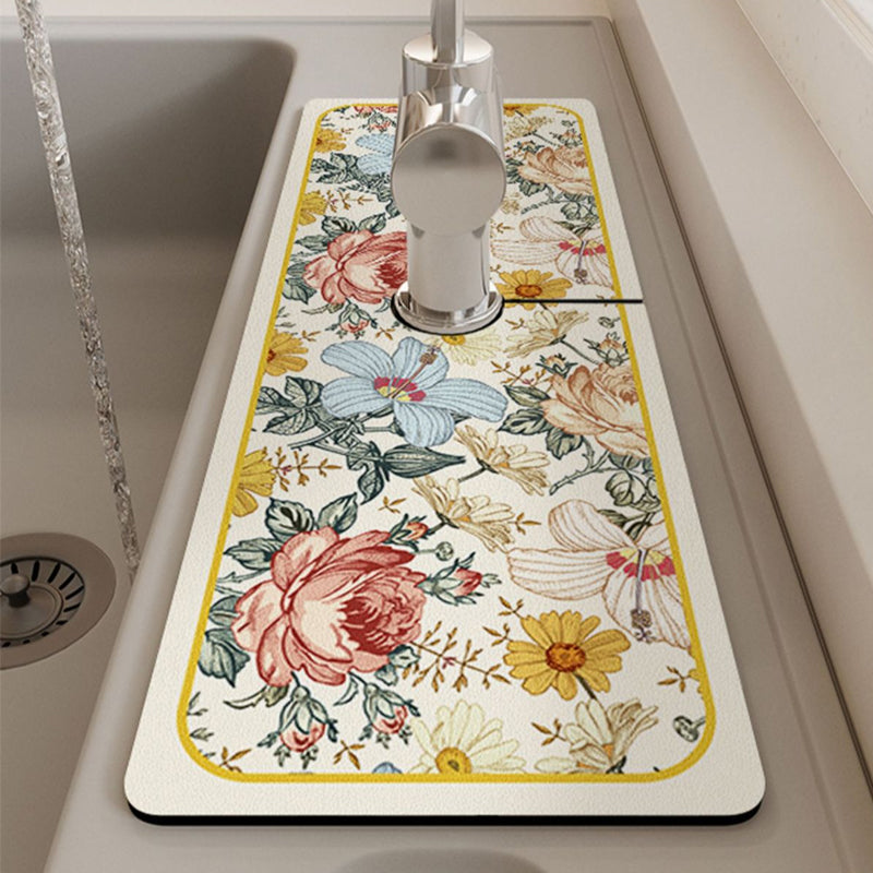 Kitchen Sink Mat Absorbent Non-Slip Faucet Cutout