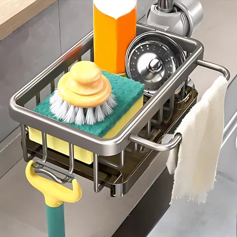 Kitchen Sink Shelf Quick-Drying Rustproof Aluminum & No-Drill Installation