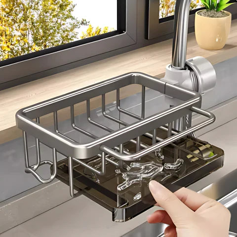 Kitchen Sink Shelf Quick-Drying Rustproof Aluminum & No-Drill Installation
