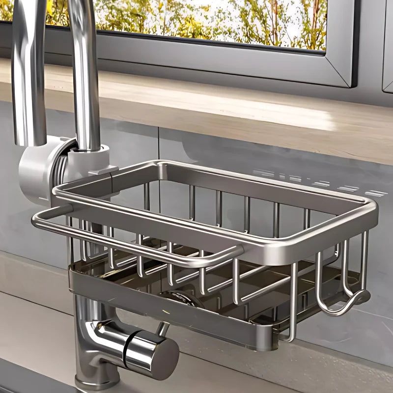 Kitchen Sink Shelf Quick-Drying Rustproof Aluminum & No-Drill Installation