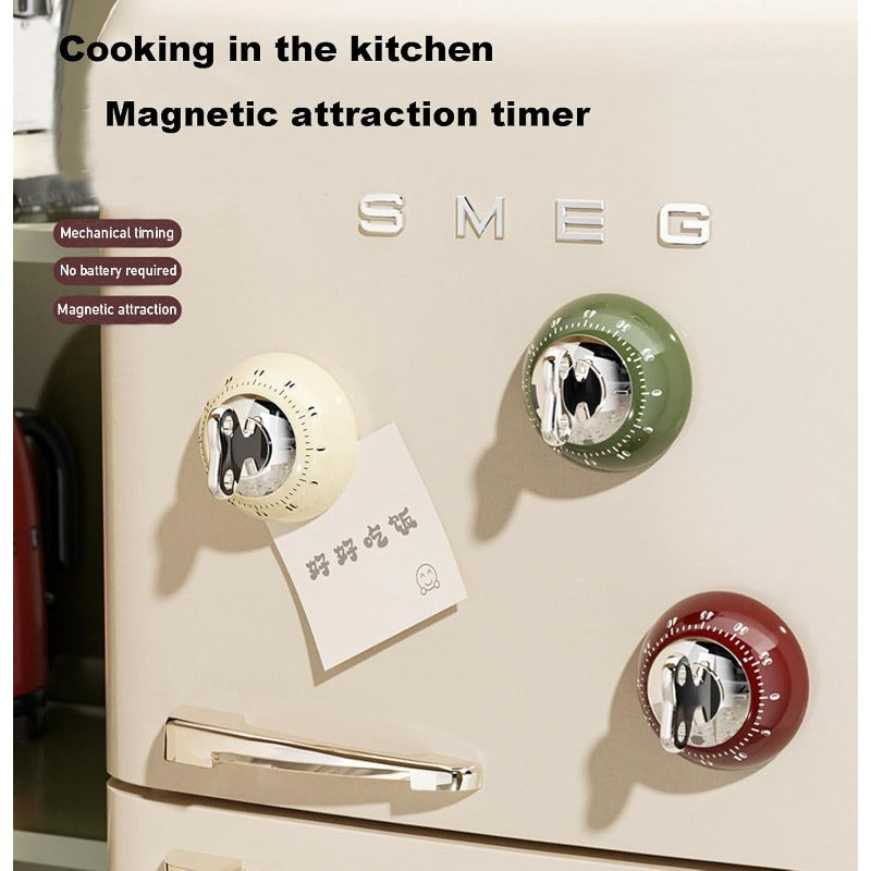 Kitchen Timer Mechanical Magnetic Base Loud Alarm