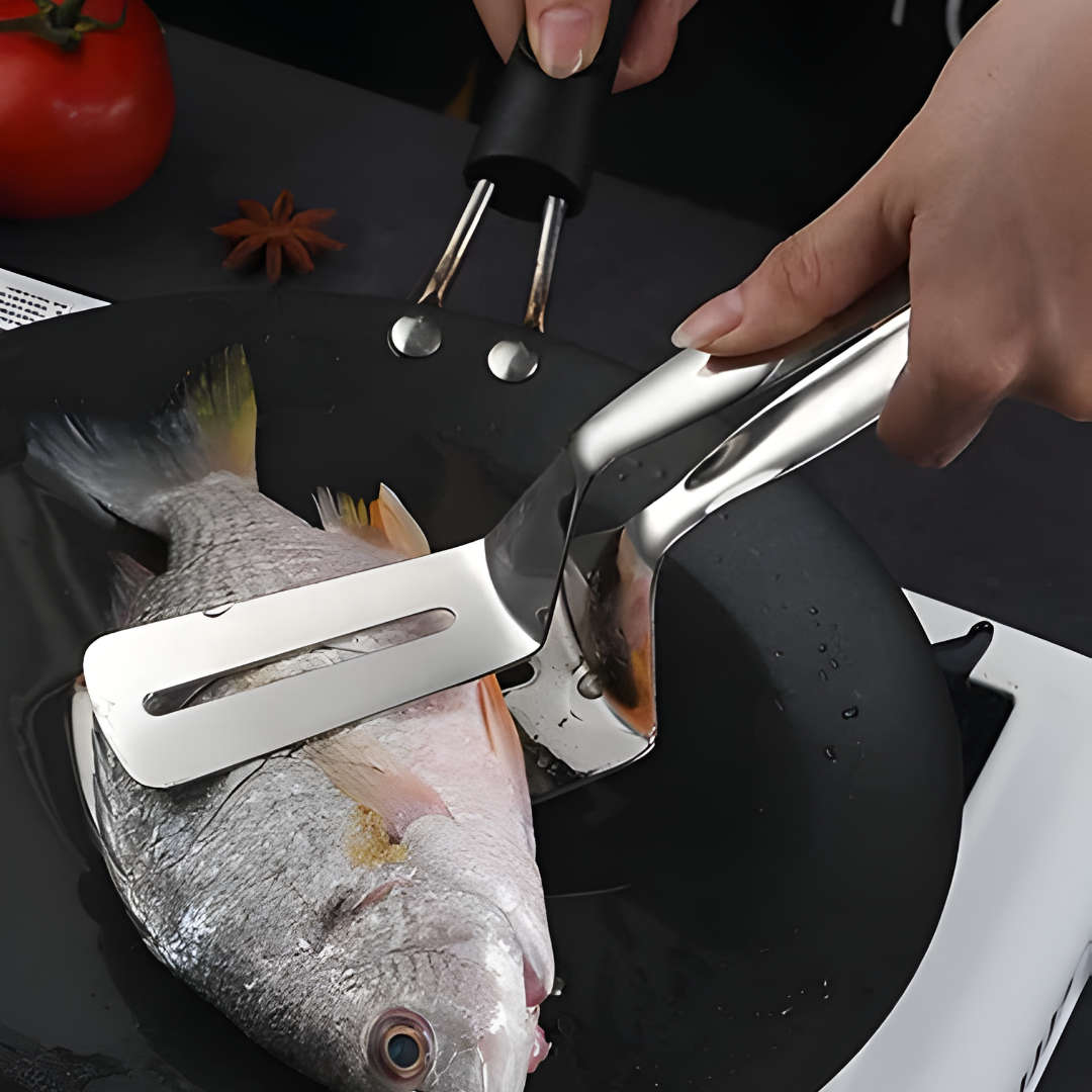 Kitchen Tongs 2-in-1 Turner & Gripper Stainless Steel