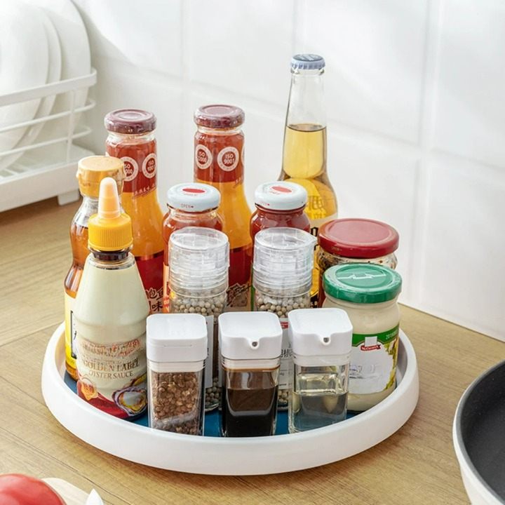 Kitchen Turntable Organizer 2-Tier Rotating Non-Slip