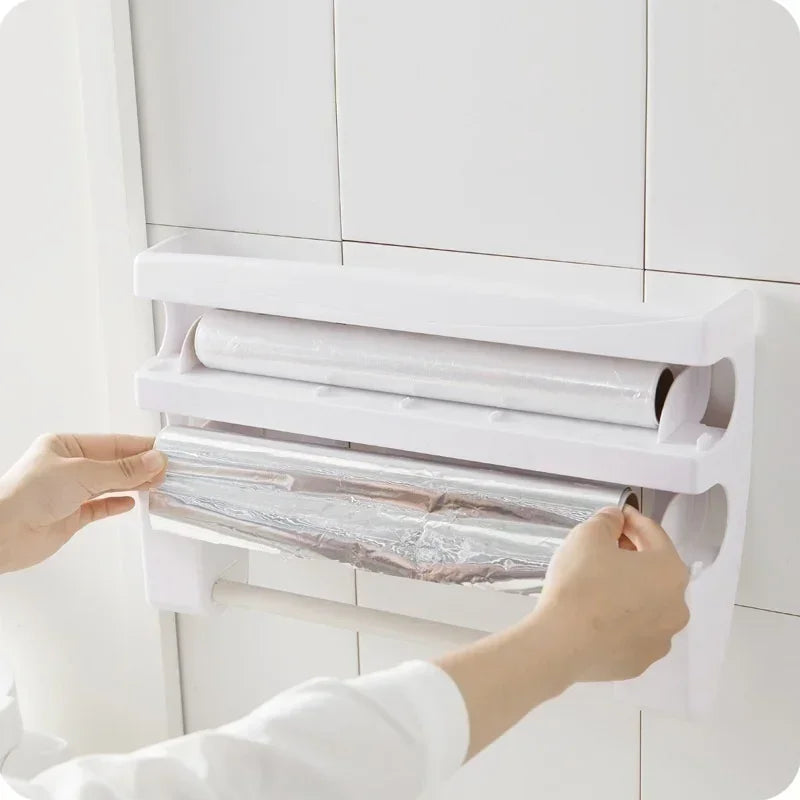 Kitchen Wall Organizer Dual Blade Foil & Towel Holder