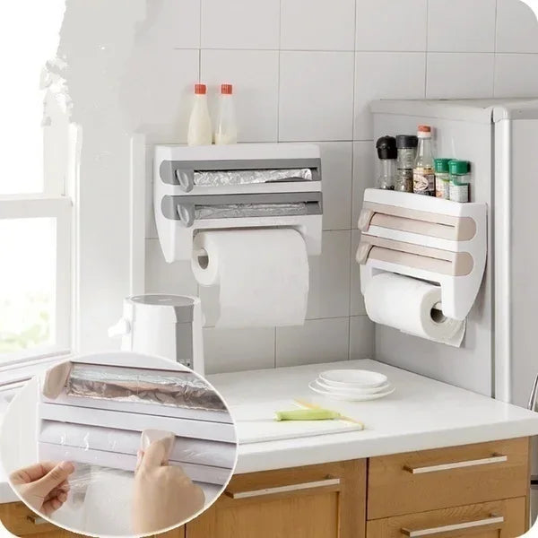 Kitchen Wall Organizer Dual Blade Foil & Towel Holder