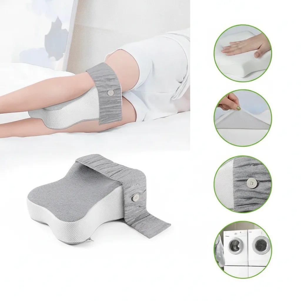 Knee Pillow Ergonomic Half Moon Memory Foam Washable Cover