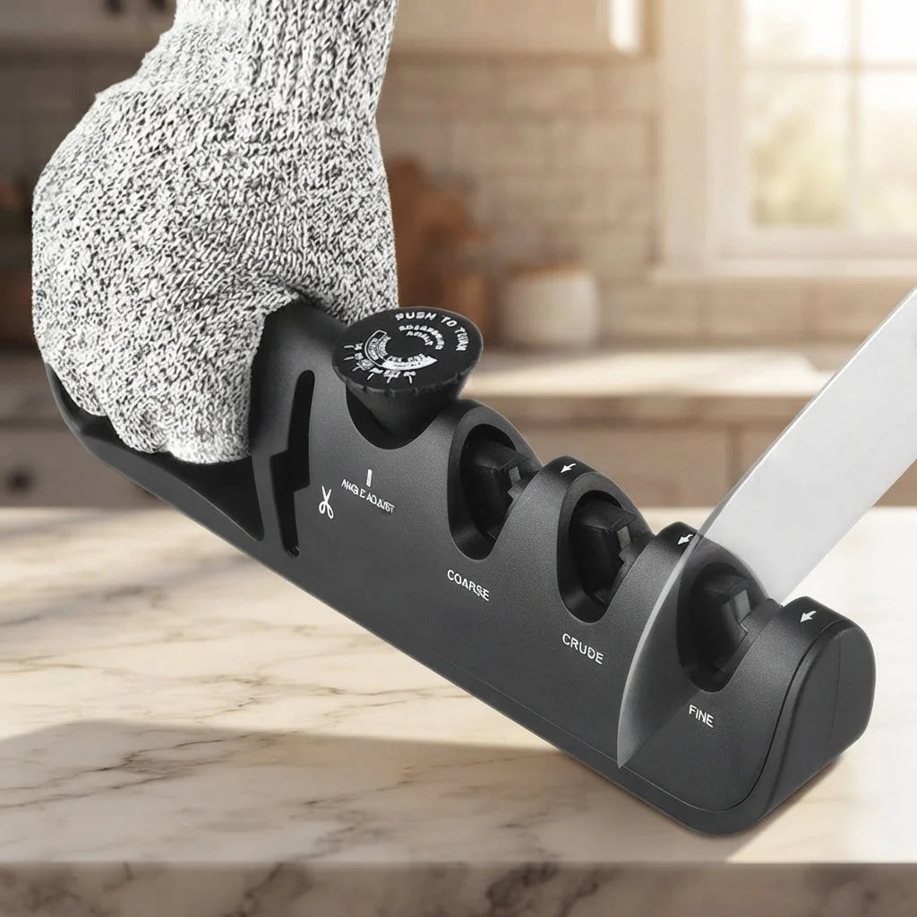 Knife & Scissors Sharpener 4-in-1 Coarse Medium Fine