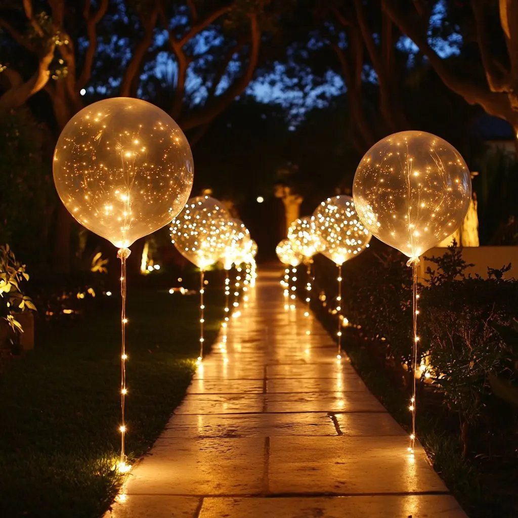 LED Balloon Set Warm White Battery Operated 10 Pack
