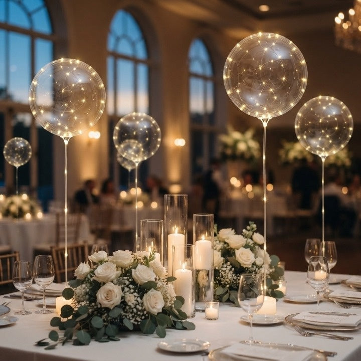 LED Balloon Set Warm White Battery Operated 10 Pack