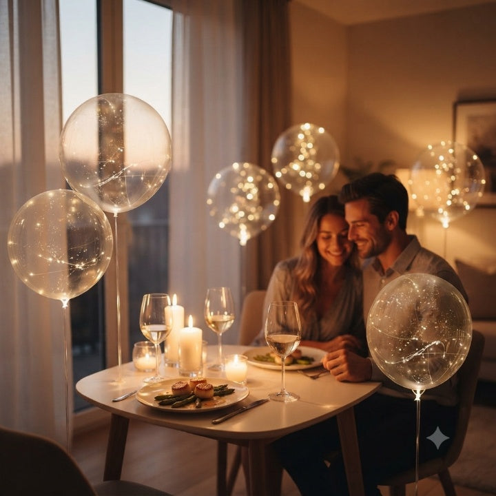 LED Balloon Set Warm White Battery Operated 10 Pack
