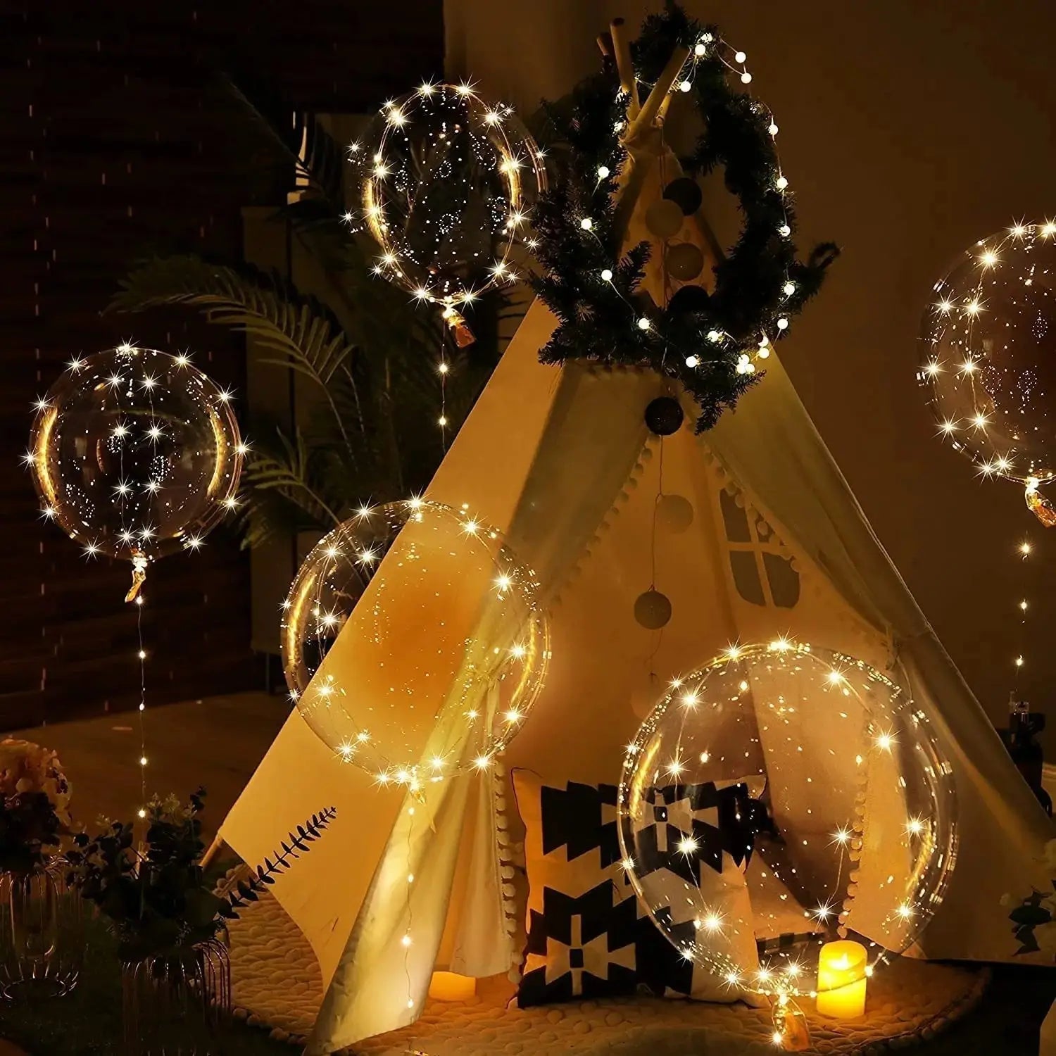 LED Balloons Warm White Reusable Set of 10