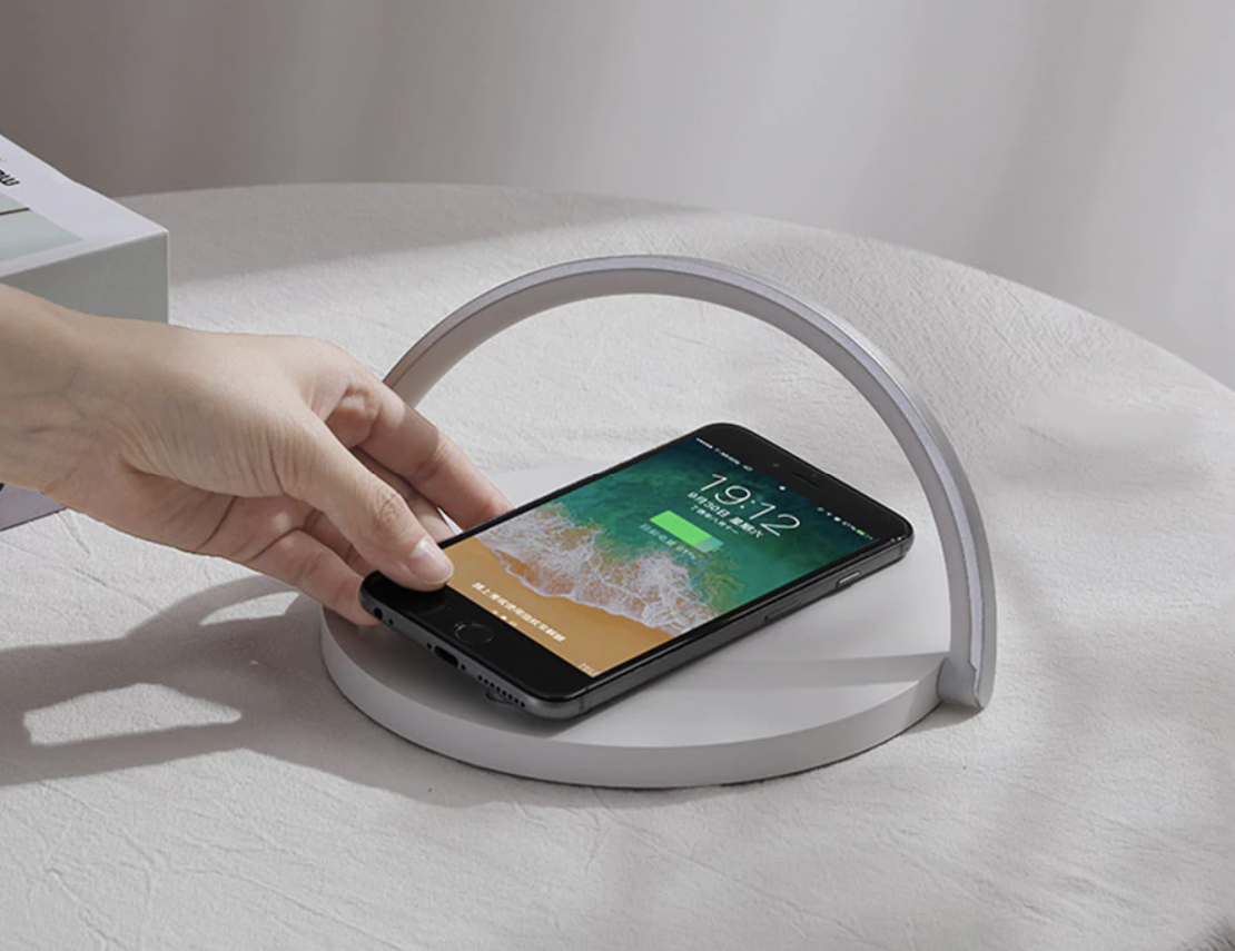 LED Bedside Lamp Qi Wireless Charger Touch Dimmer Foldable