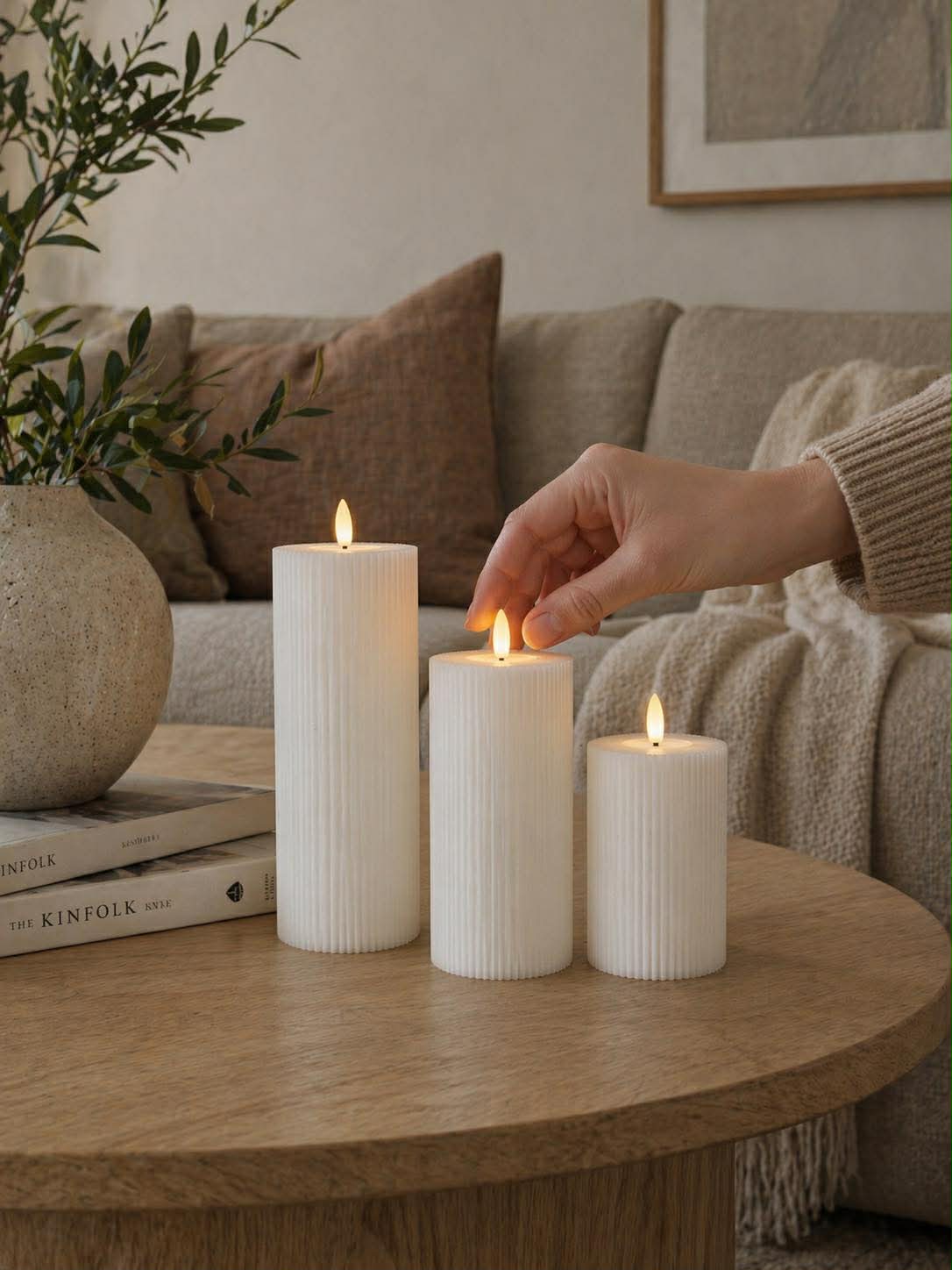 LED Candle Set Wireless Touch Control Set of 3