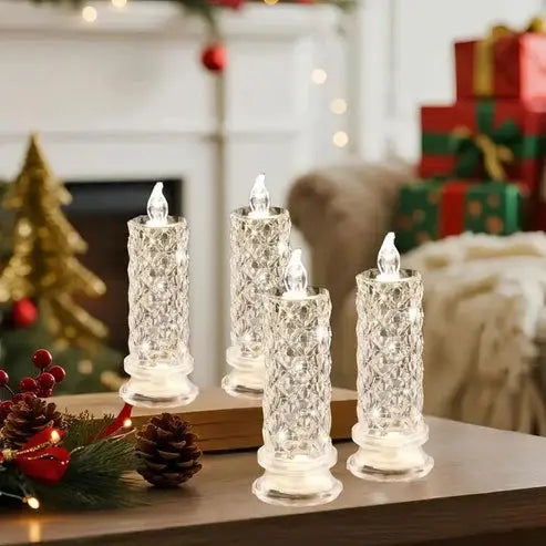 LED Candles Crystal Look Battery Operated 4-Pack