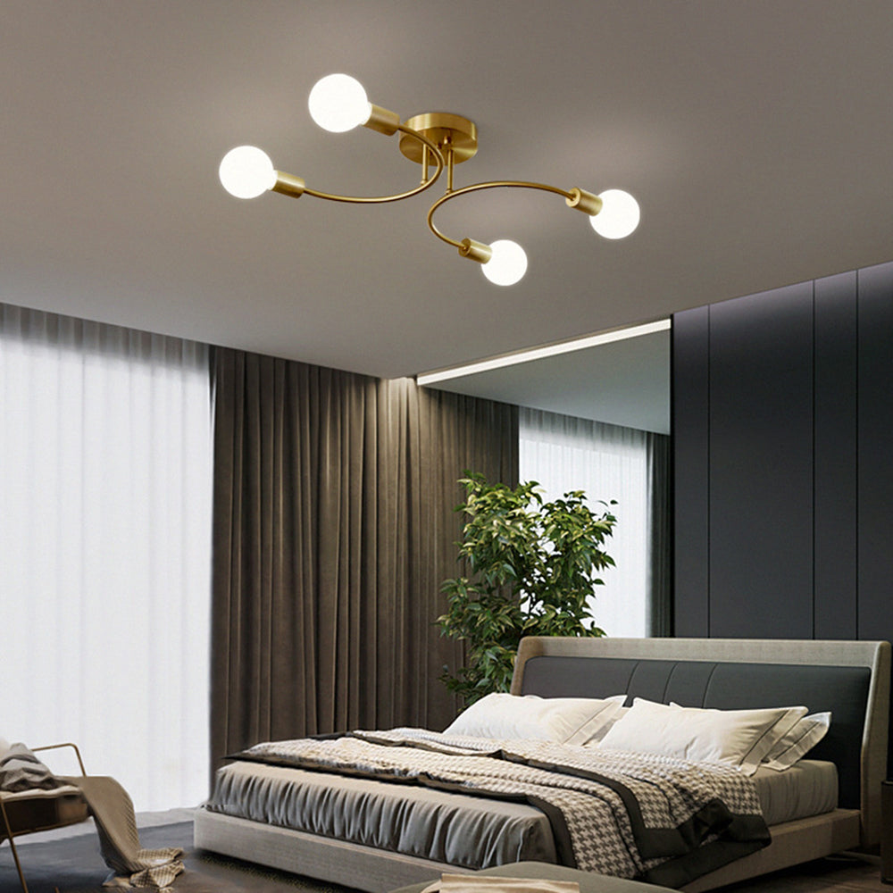 LED Ceiling Light Gold Metal 4/6/8 Arms E27 Sockets