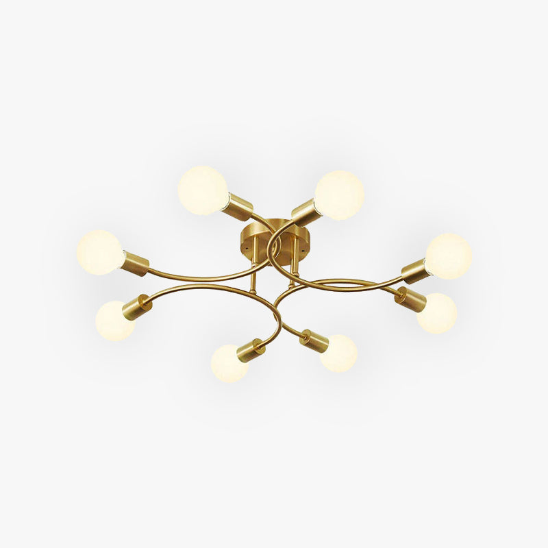 LED Ceiling Light Gold Metal 4/6/8 Arms E27 Sockets