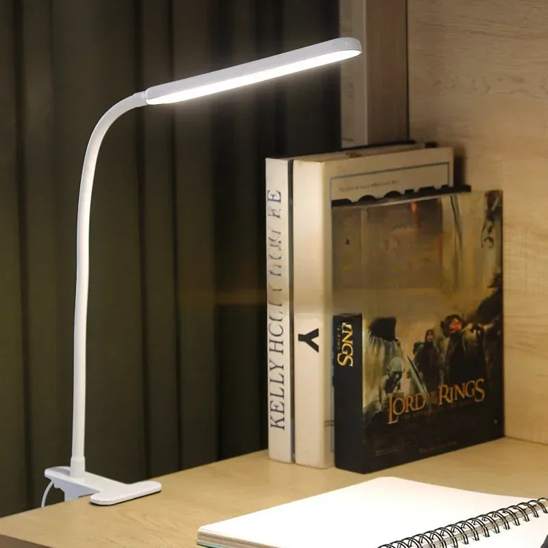 LED Clip Lamp Adjustable Brightness & Color Modes USB-Powered