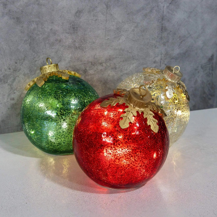 LED Decorative Spheres Warm White Timer Set of 3