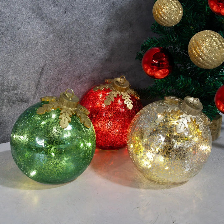 LED Decorative Spheres Warm White Timer Set of 3