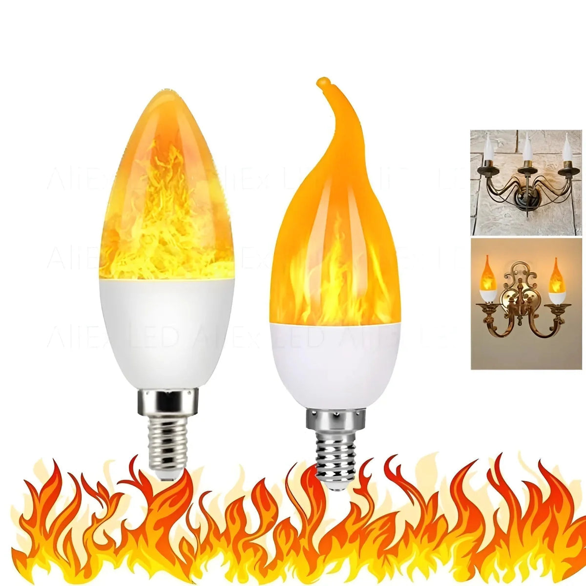 LED Flame Bulb Realistic Flicker E27 Warm Yellow