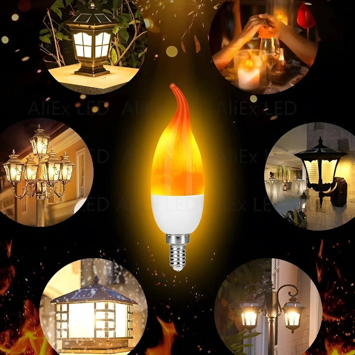 LED Flame Bulb Realistic Flicker E27 Warm Yellow