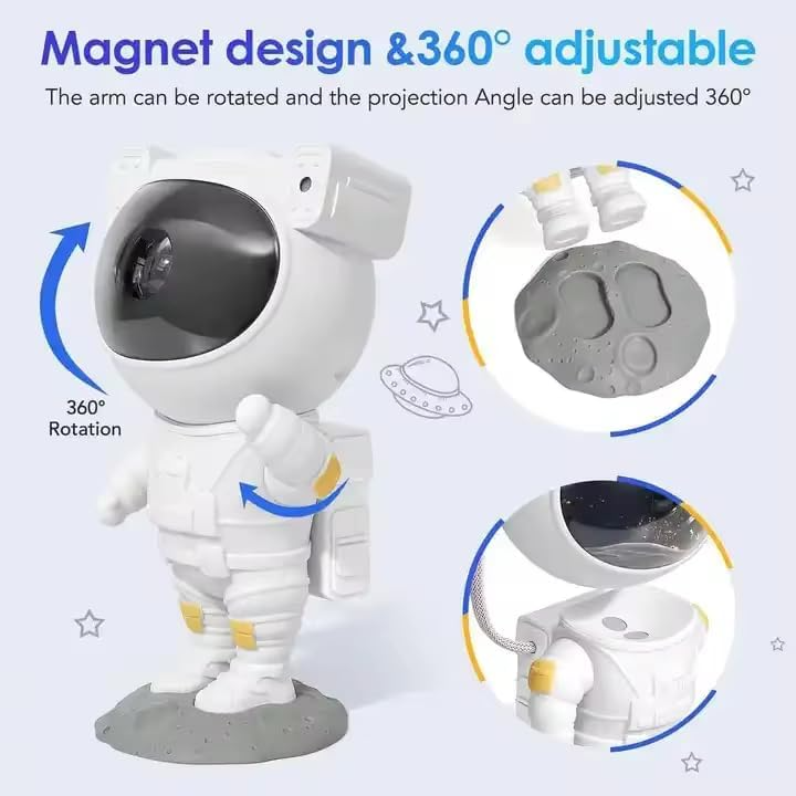 LED Galaxy Projector Rotating Astronaut Head USB Rechargeable