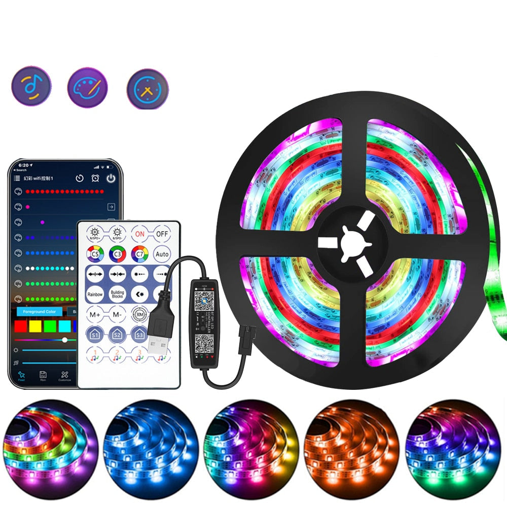LED Light Strip RGB Music-Reactive Bluetooth App & Remote
