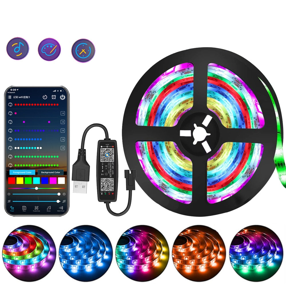 LED Light Strip RGB Music-Reactive Bluetooth App & Remote