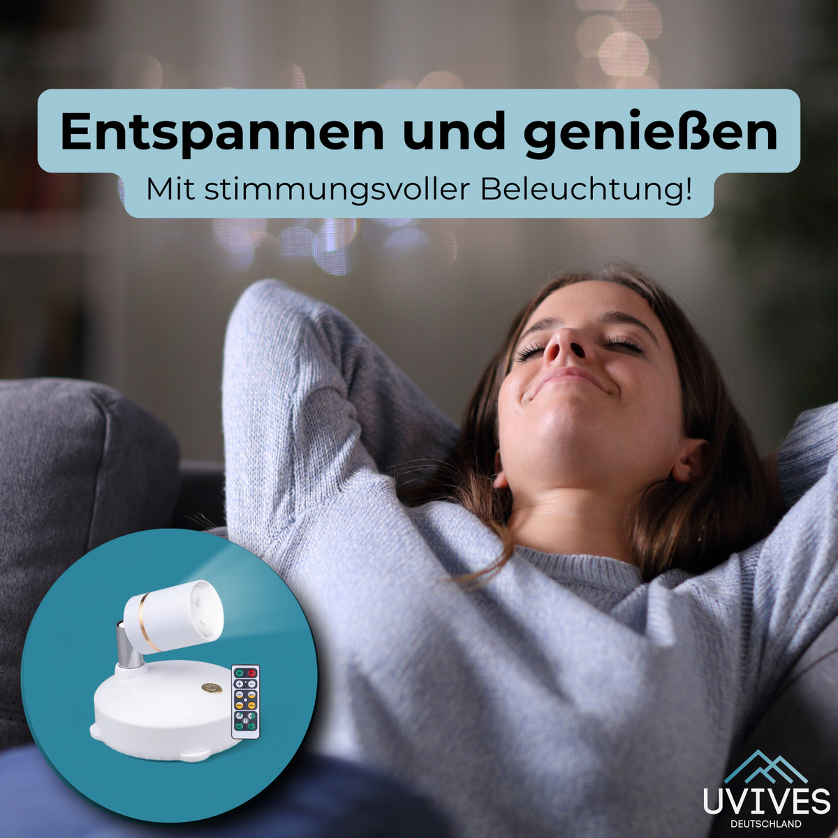 LED Spotlight Battery Powered Dimmable Remote & Timer