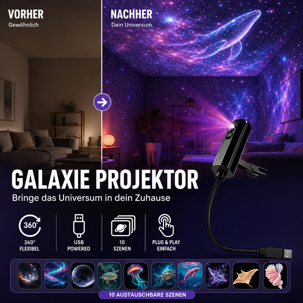 LED Star Projector 10 Projection Inserts USB Plug-And-Play