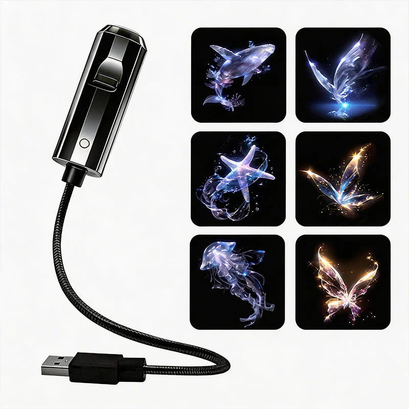 LED Star Projector 10 Projection Inserts USB Plug-And-Play