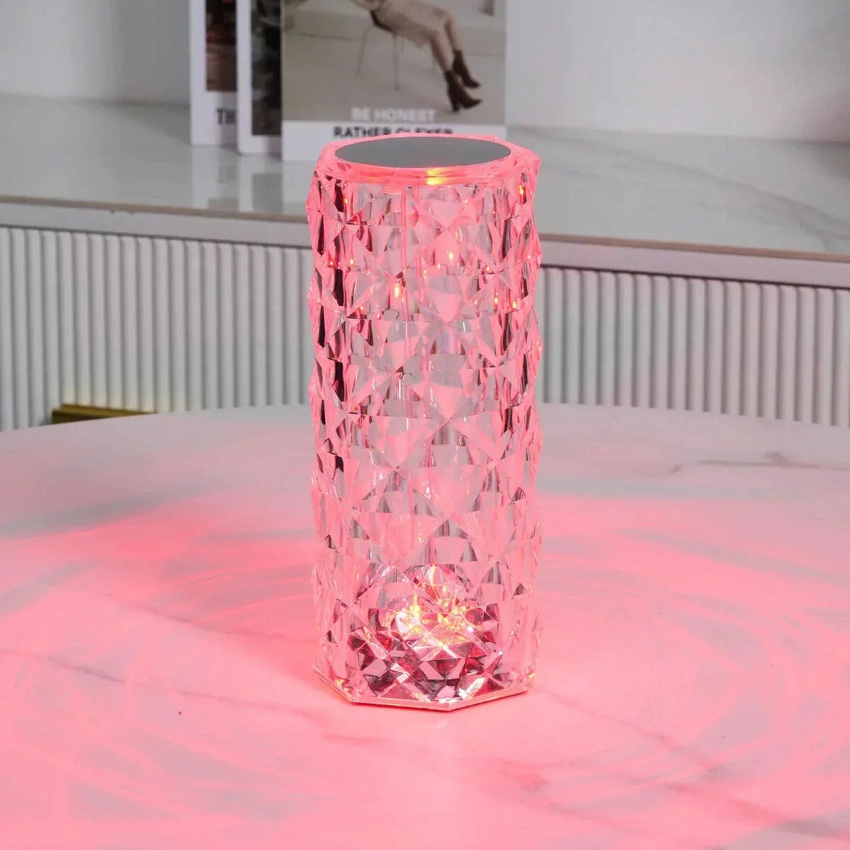 LED Table Lamp Diamond Cut Acrylic 16 Colors USB-C Rechargeable