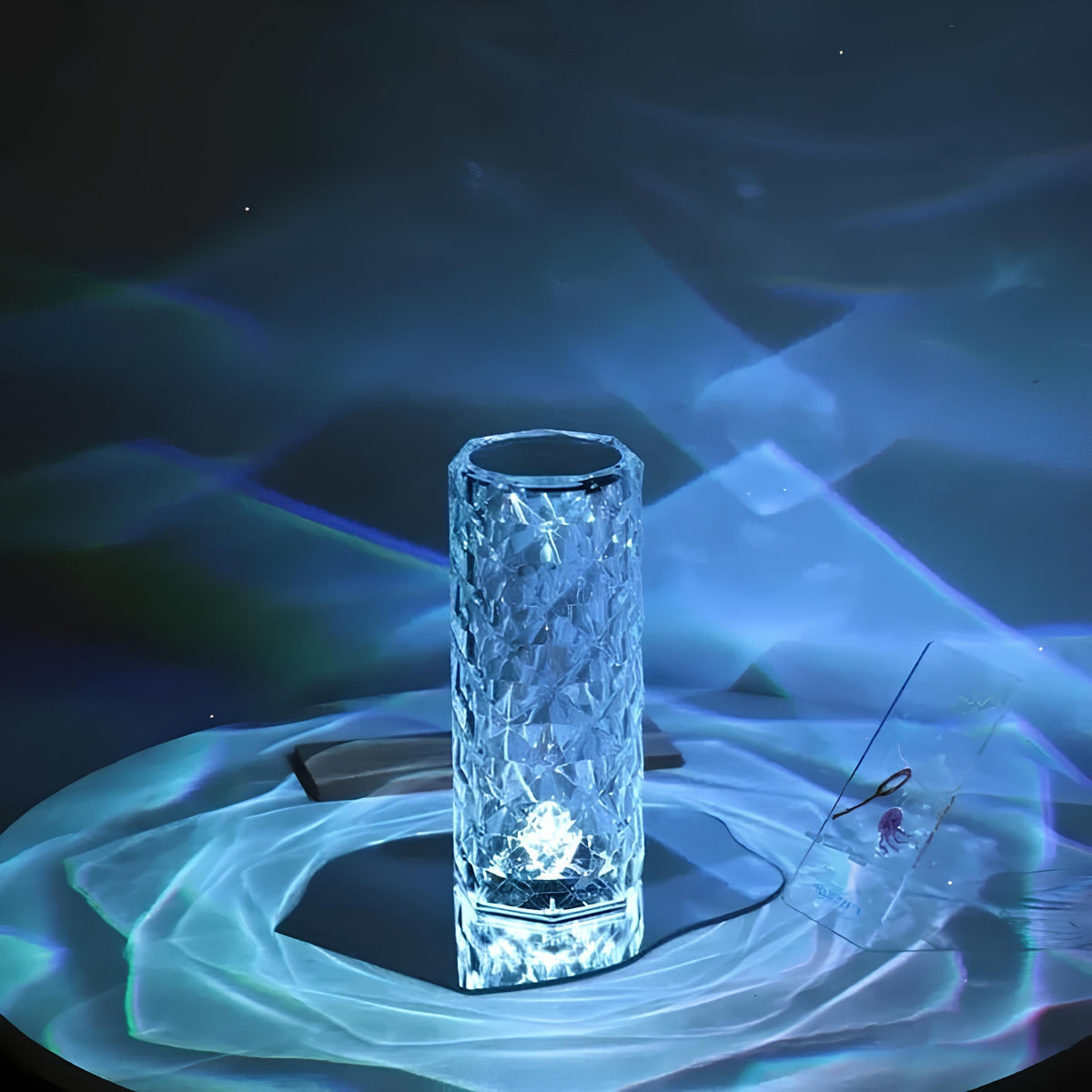 LED Table Lamp Diamond Cut Acrylic 16 Colors USB-C Rechargeable