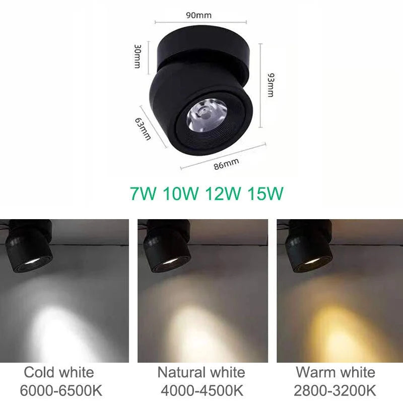 LED Track Spotlight Dimmable 12W & 340° Rotation